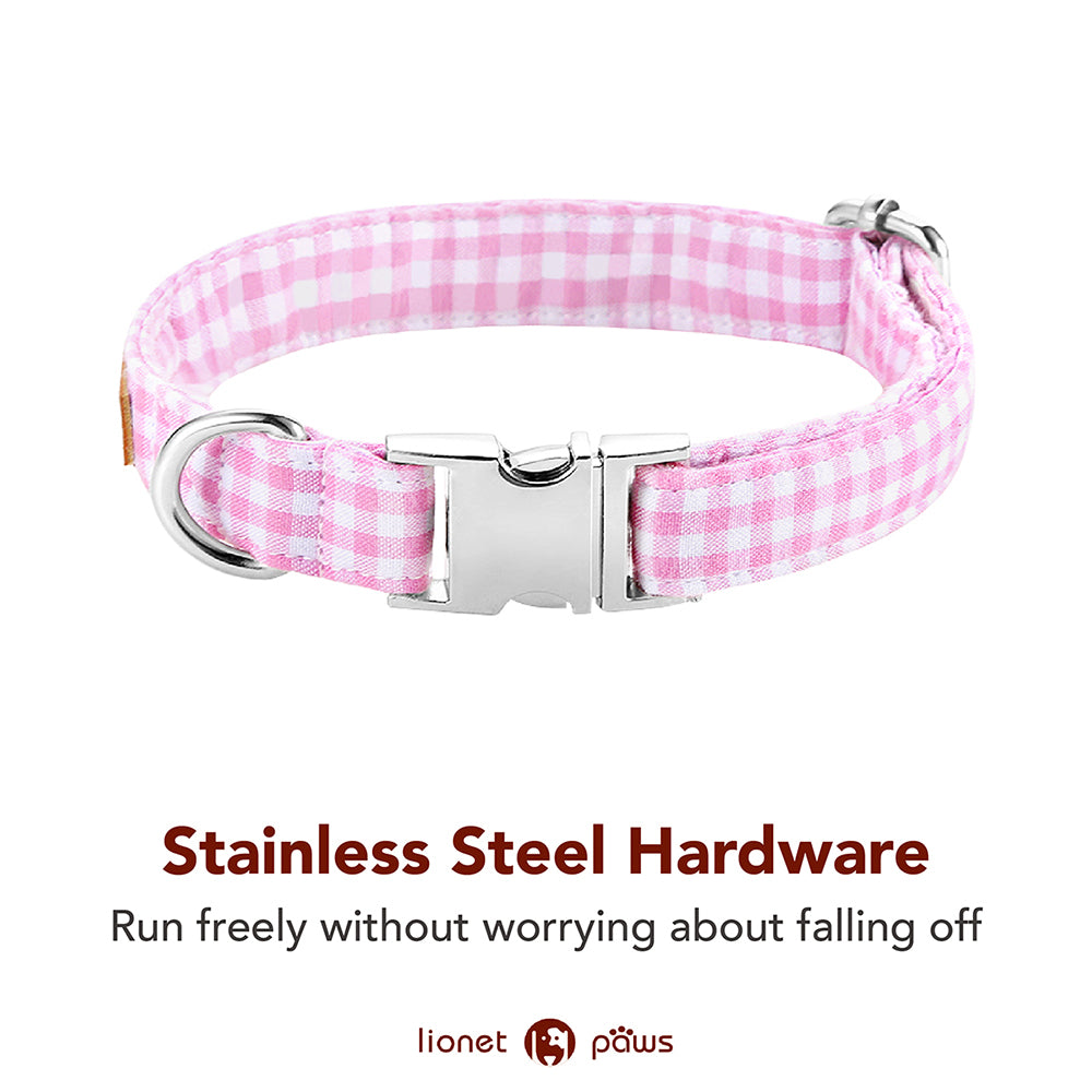 Pink Bowtie Dog Collar with Metal Buckle for Girl