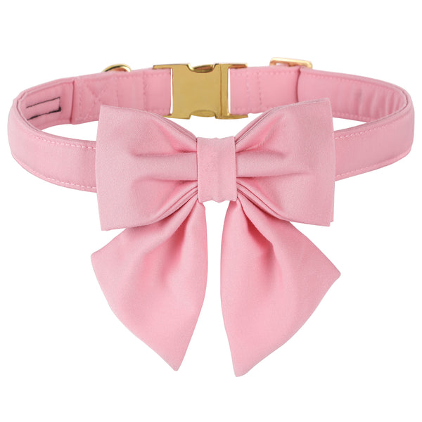 Comfortable Cotton Dog Collar with Detachable Sailor Bow for Male Female Dogs
