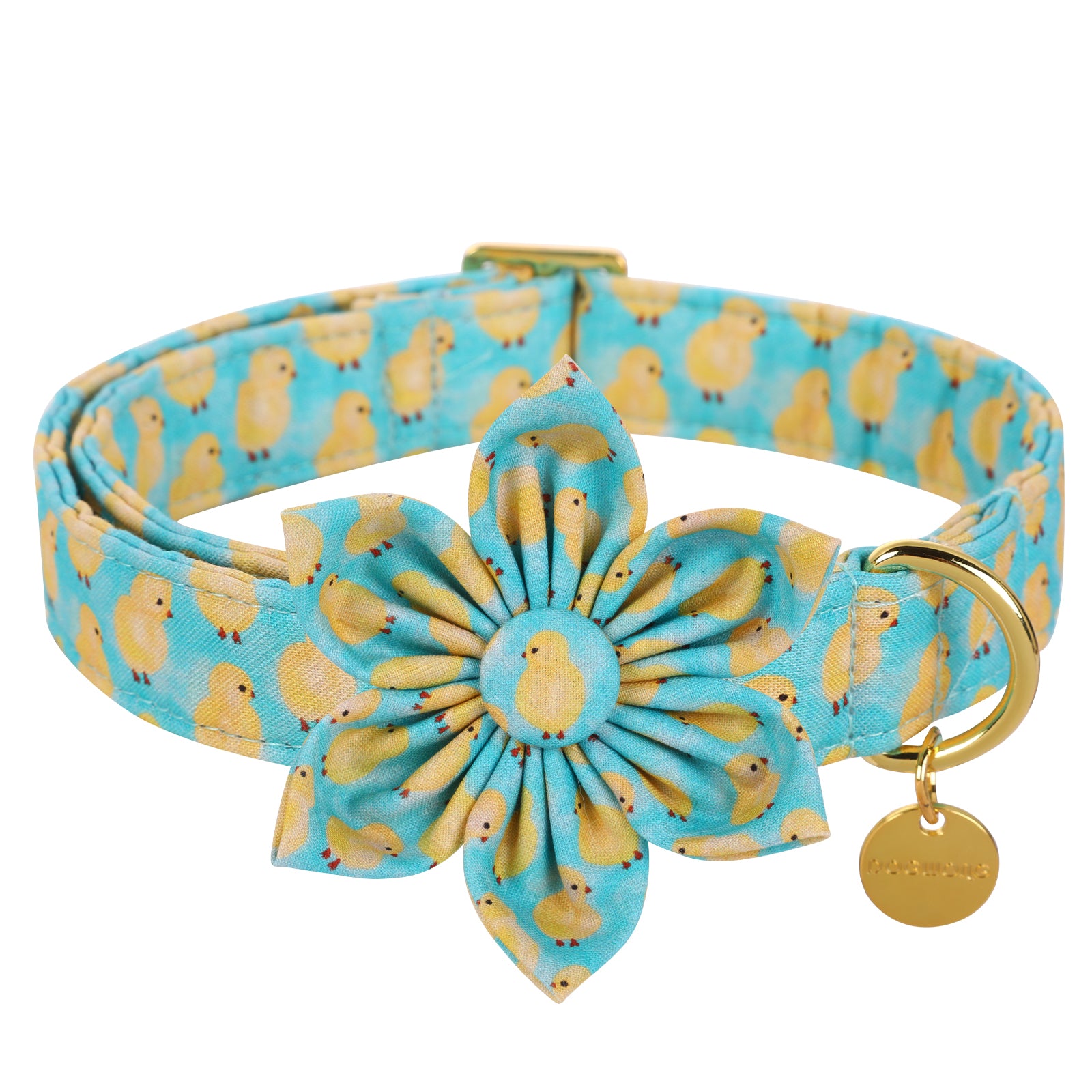 Easter Dog Collar with Flower for Female Dog, Chicken Pattern
