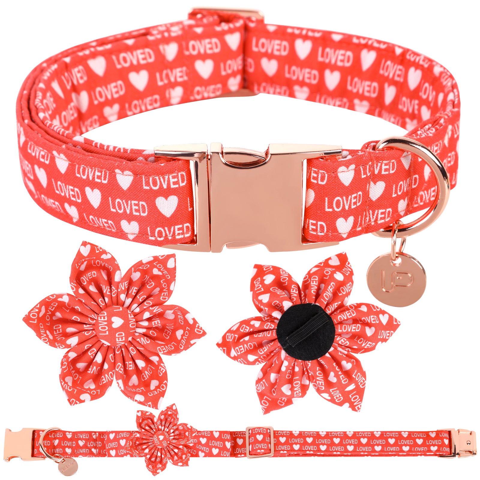 Valentine's Day Dog Collar with Flower for Female Dog