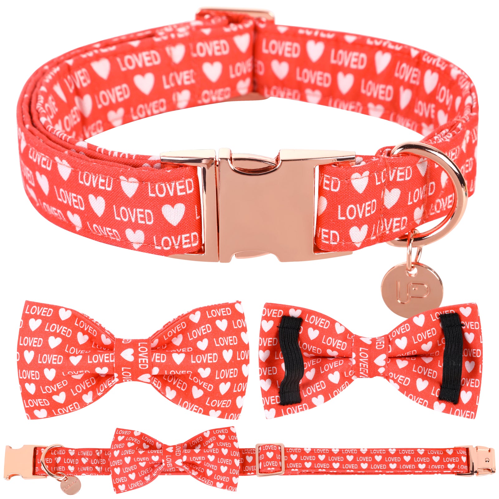 Valentine's Day Bowtie Dog Collar with Metal Buckle for Female Dog