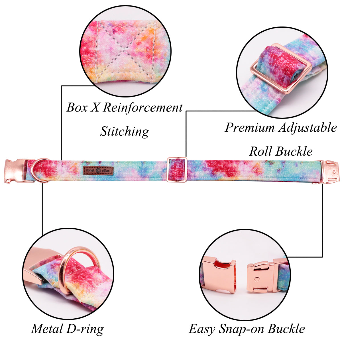 Tie-dye Bowtie Dog Collar with Metal Buckle