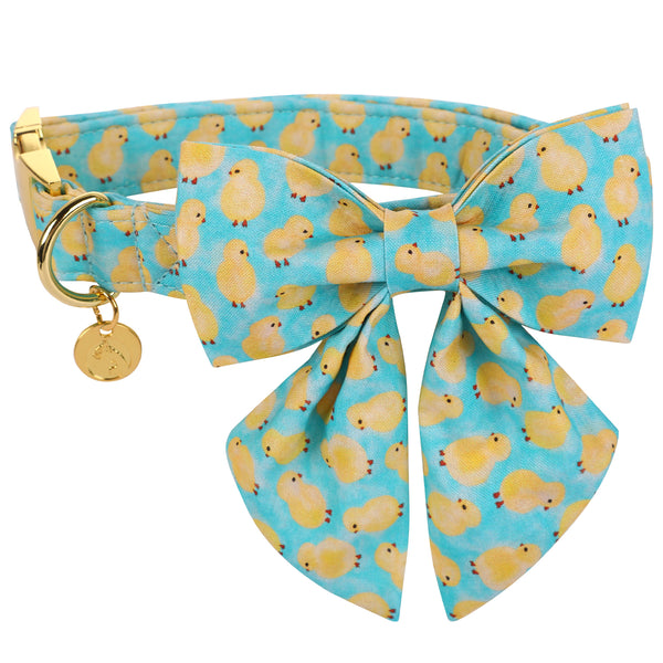 Easter Chicken Dog Collar with Sailor Bow for Girl