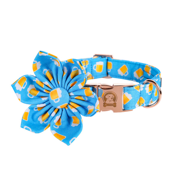 Beer Dog Collar with Flower for Female Dog