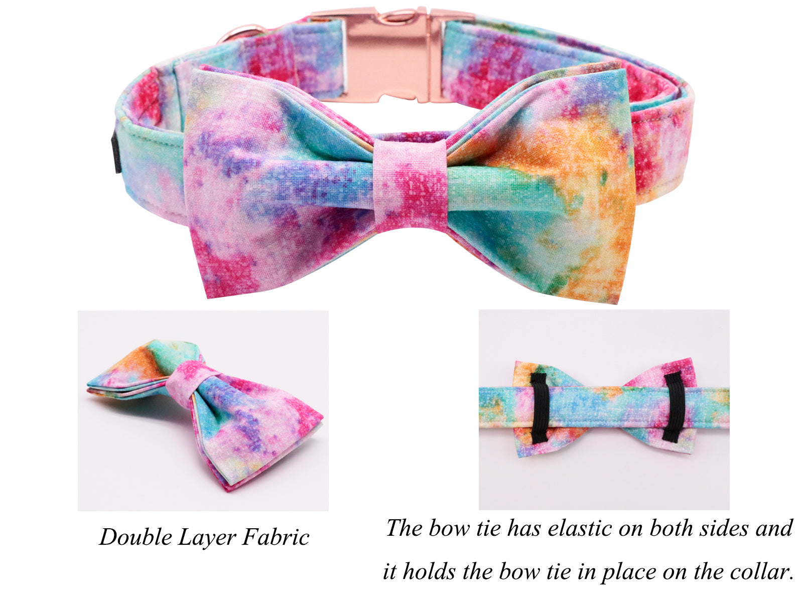 Tie-dye Bowtie Dog Collar with Metal Buckle