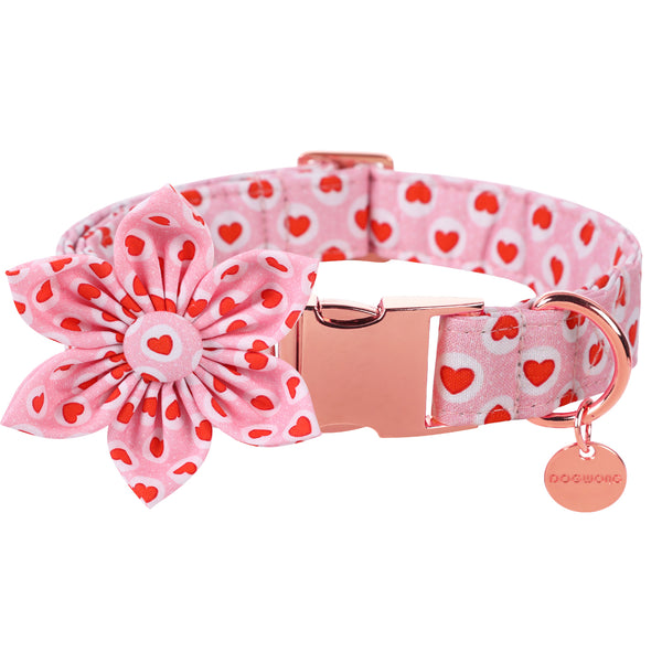 Valentine's Dog Collar with Flower for Female Dog