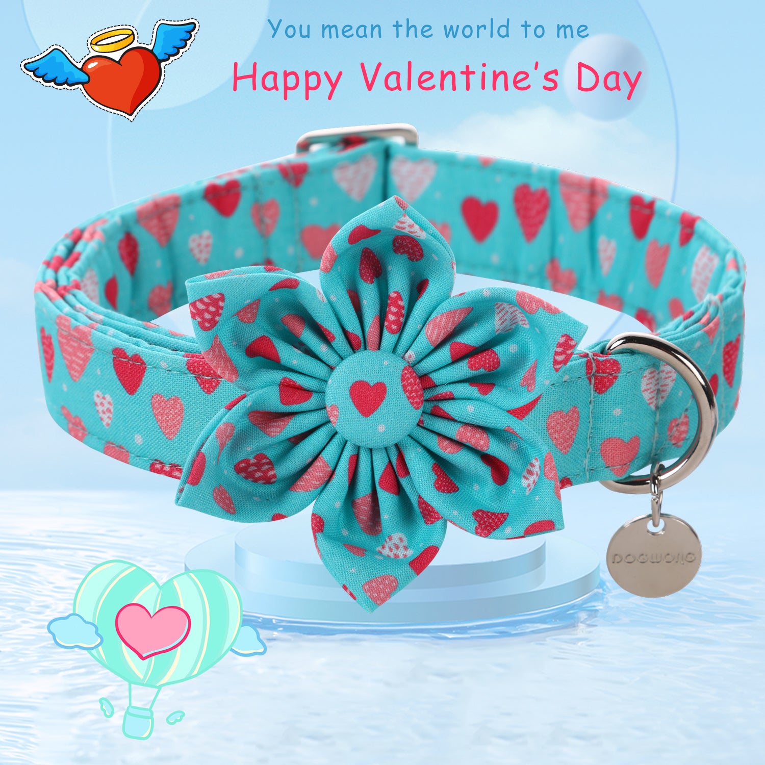 Valentine's Day Dog Collar with Flower for Female Dog