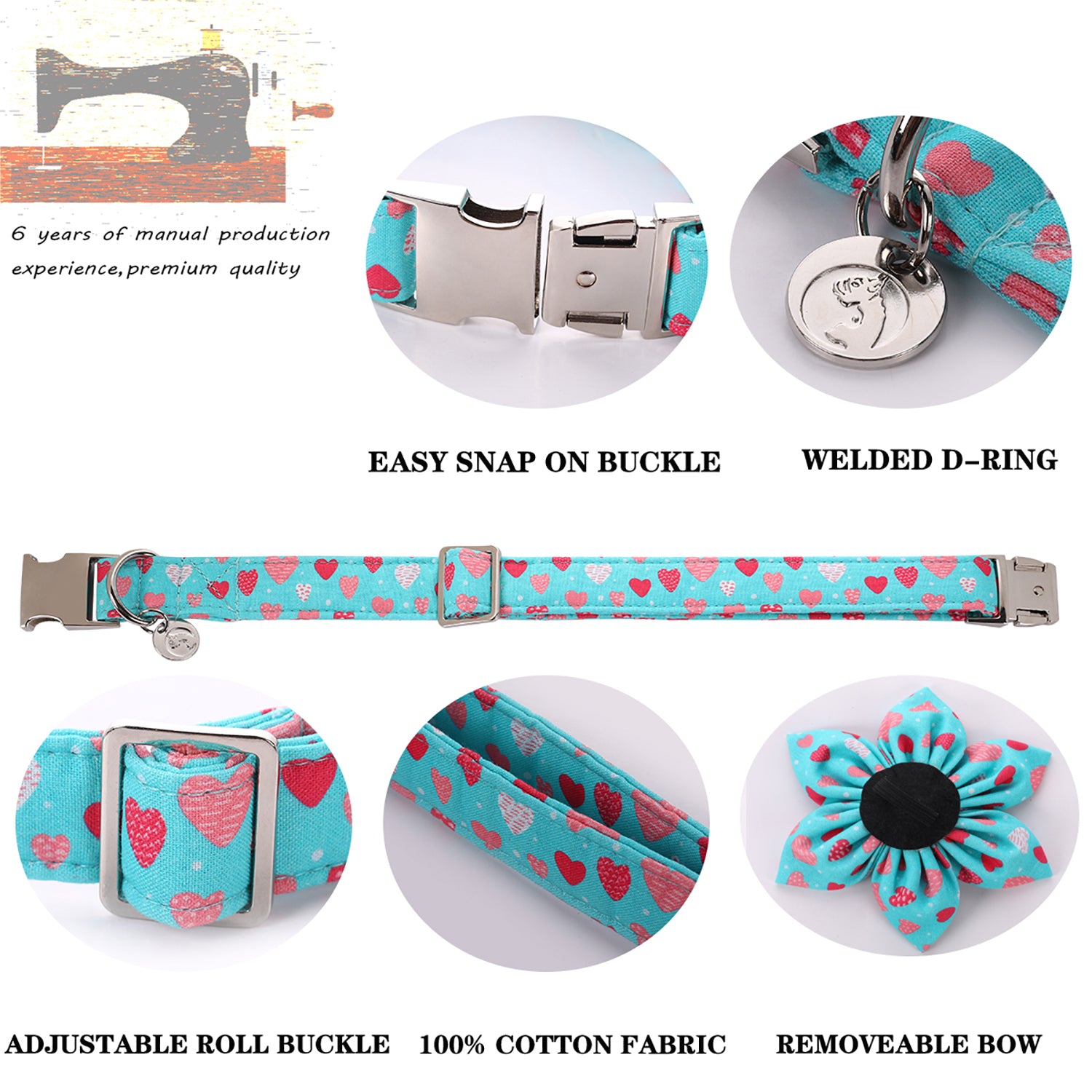 Valentine's Day Dog Collar with Flower for Female Dog