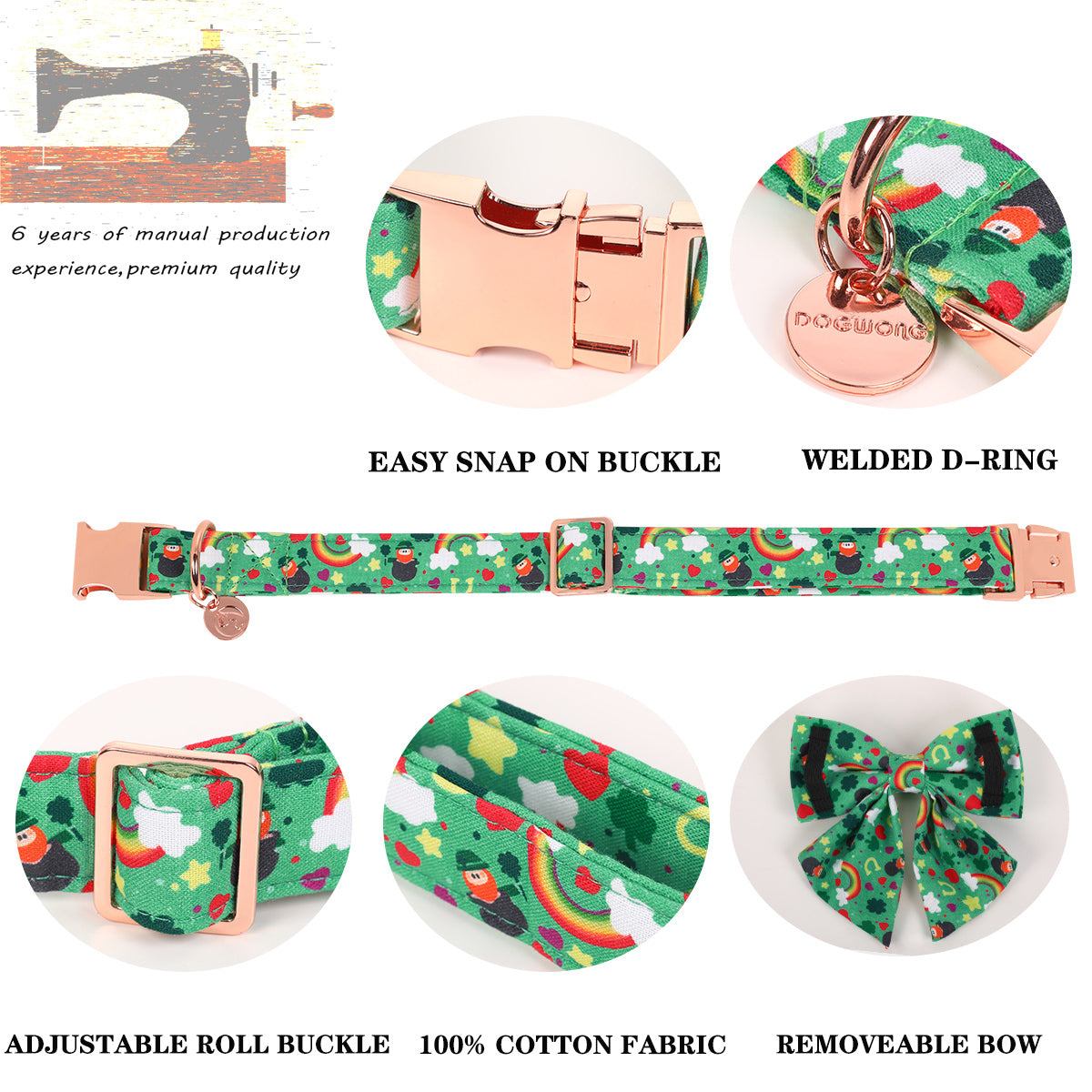 St Patrick's Day Dog Collar with Sailor Bow for Girl