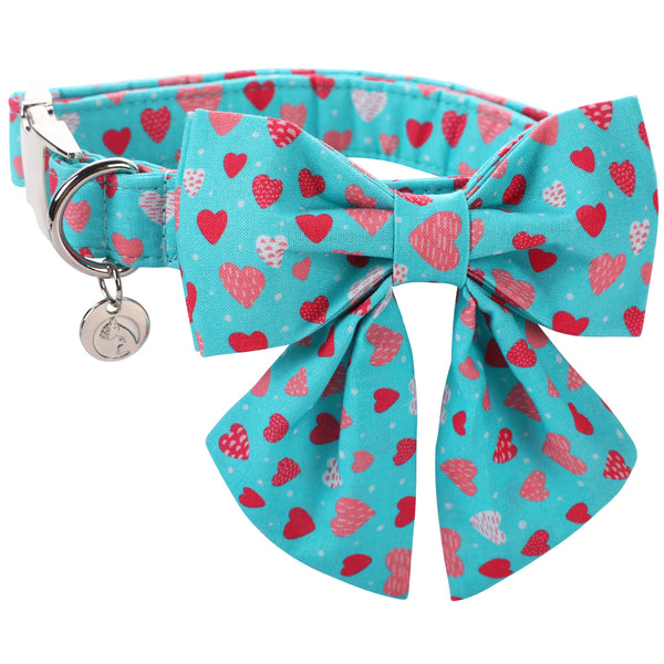 Valentine's Day Dog Collar with Sailor Bow for Girl