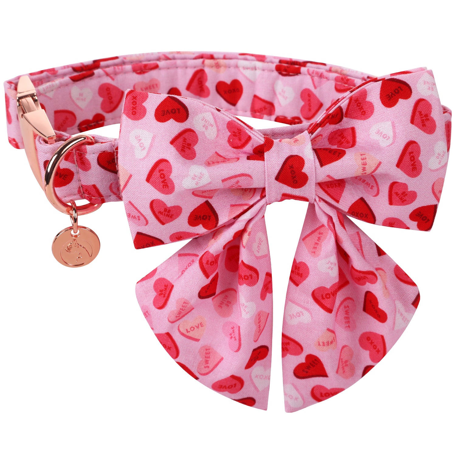 Valentine's Heart Dog Collar with Sailor Bow for Girl