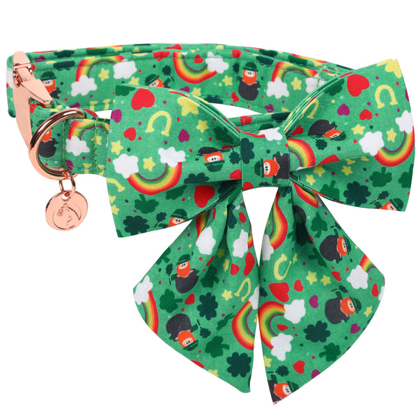 St Patrick's Day Dog Collar with Sailor Bow for Girl