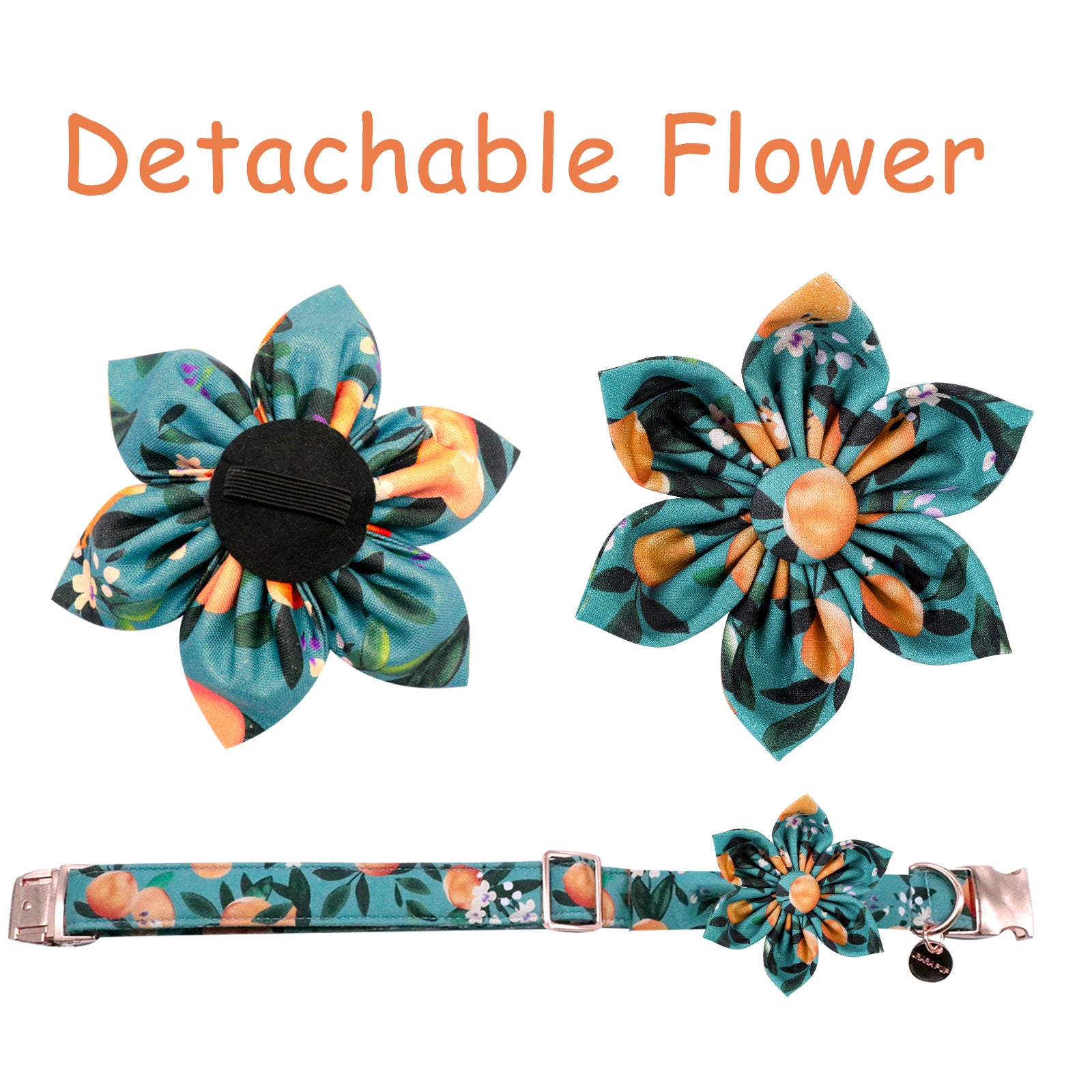 Peach Dog Collar with Flower for Female Dog