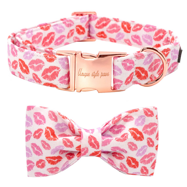 Valentine's Dog Collar with Bowtie for Girl or Boy