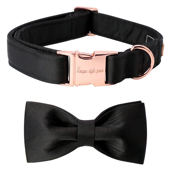 Comfortable Silk Dog Collar with Detachable Bowtie for Male Female Dogs