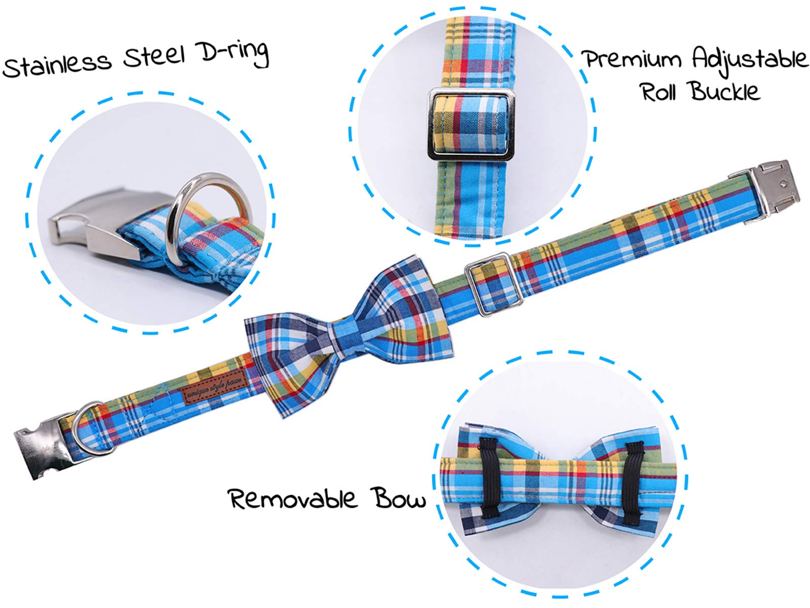 Bowtie Dog Collar with Metal Buckle for Boy Dog