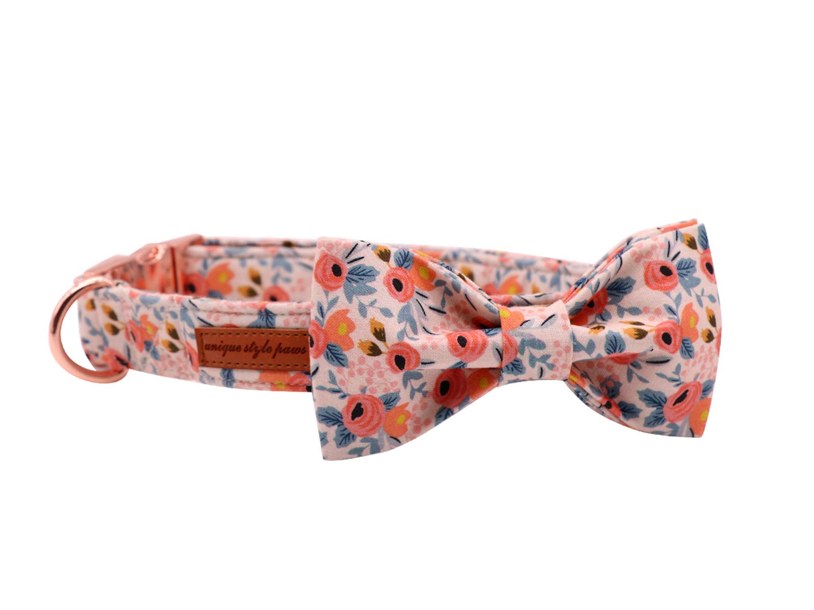 Pink Flower Dog Collar with Bowtie for Girl