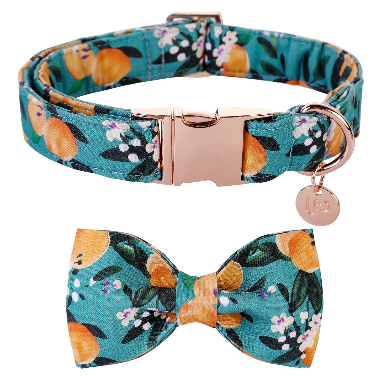 Peach Dog Collar with Bowtie for Male Female Dogs