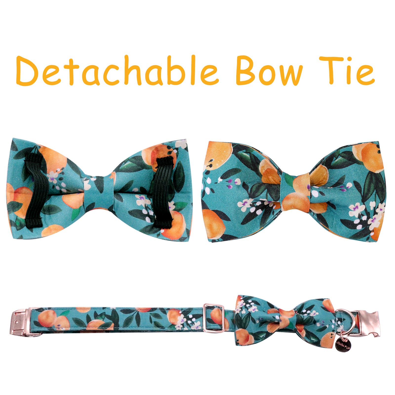Peach Dog Collar with Bowtie for Male Female Dogs